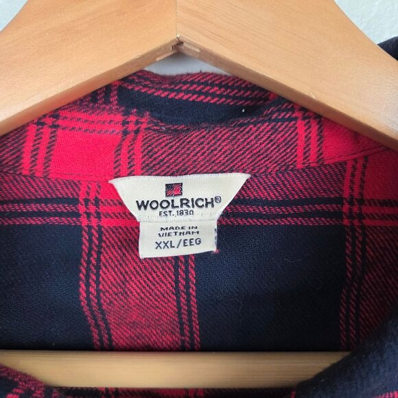 Woolrich Plaid Flannel Shirt Red/Black Women XXL Brushed Cotton High-Low Hem NEW - Picture 2 of 11